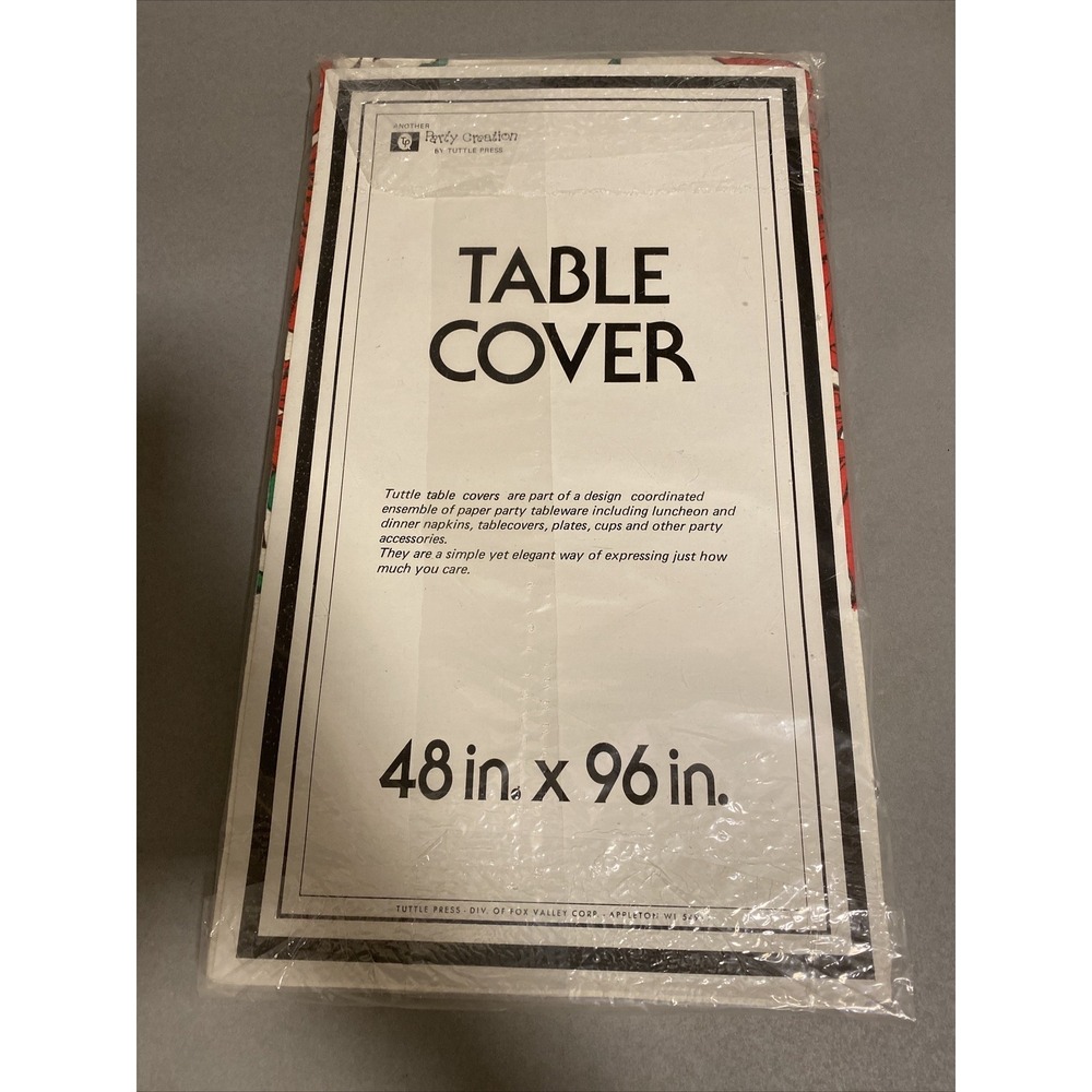 Vintage Christmas Paper Table Cover Party Creation Tablecloth 48"X96" Poinsettia - Picture 2 of 2